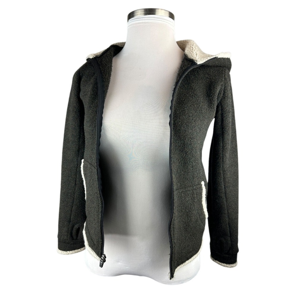 Kuhl Apres Alfpaca Fleece Full Zip Hooded Jacket Sherpa Brown Cozy Warm Size XS - Picture 2 of 16